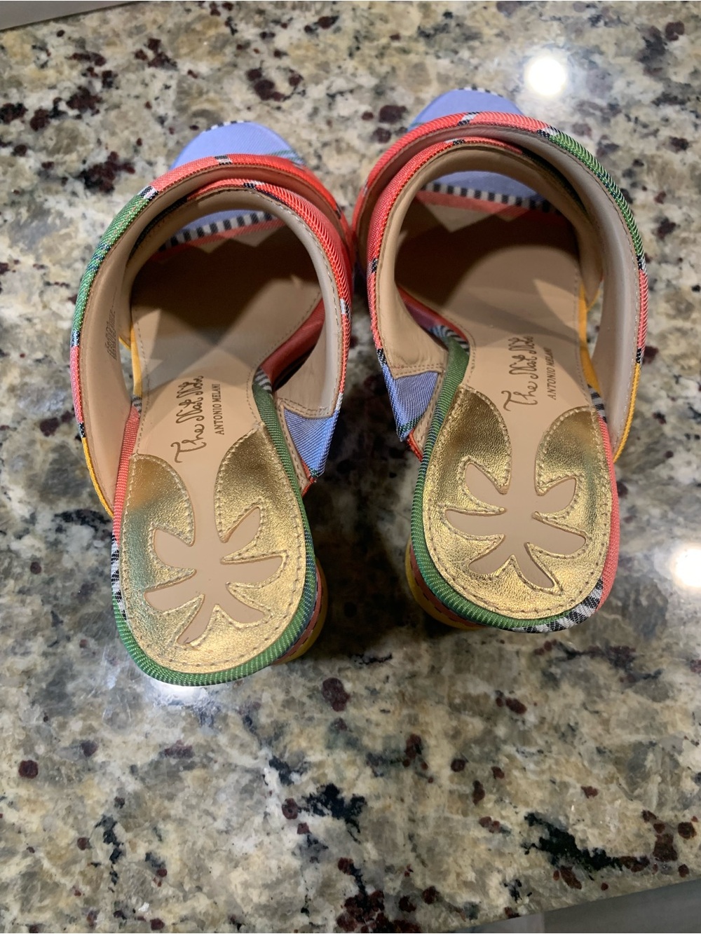 ANTONIO MELANI Multicolor Striped Fabric Block Heel Mules - Picture 4 of 5